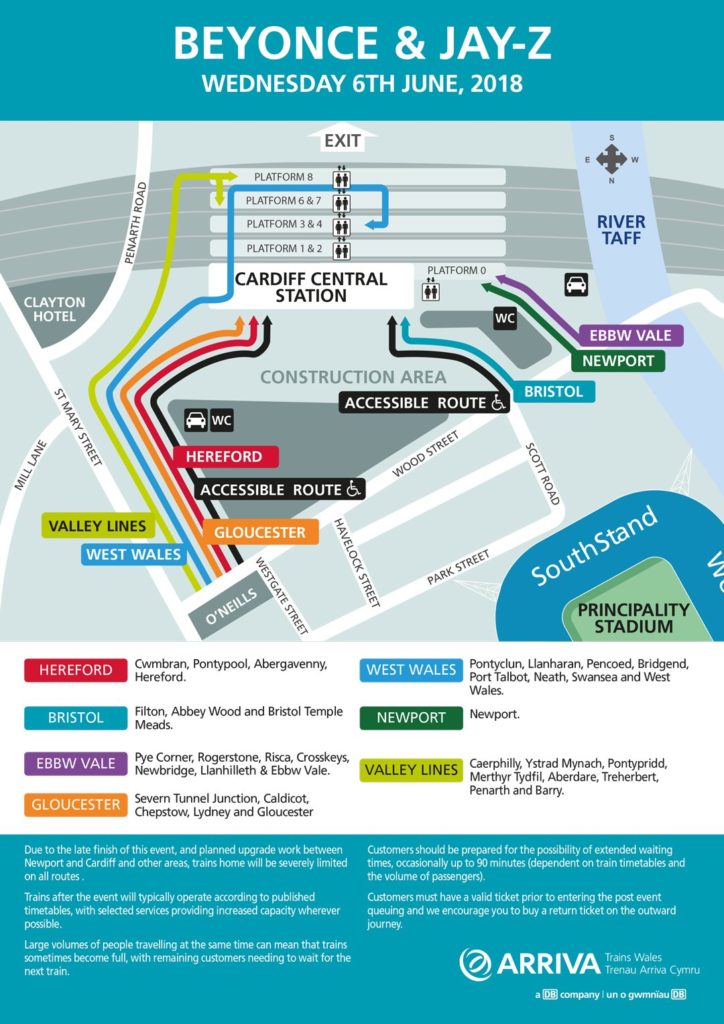 On The Run II Tour Cardif City Road Closures